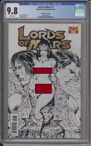 LORDS OF MARS #1 – CGC 9.8 NM/M – RARE – RAY VILLEGAS B&W RISQUE VARIANT – W/COA – 1ST APPEARANCE