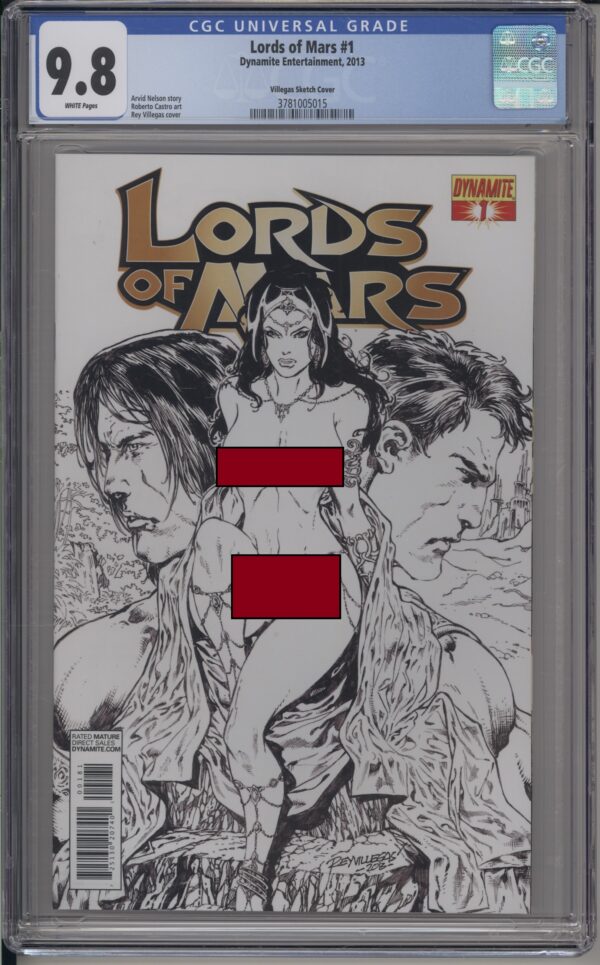 LORDS OF MARS #1 – CGC 9.8 NM/M – RARE – RAY VILLEGAS B&W RISQUE VARIANT – W/COA – 1ST APPEARANCE