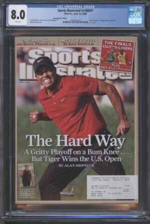 SPORTS ILLUSTRATED #V108 #25 - CGC 8.0 VF - TIGER WOODS – US OPEN – CELTICS VS LAKERS