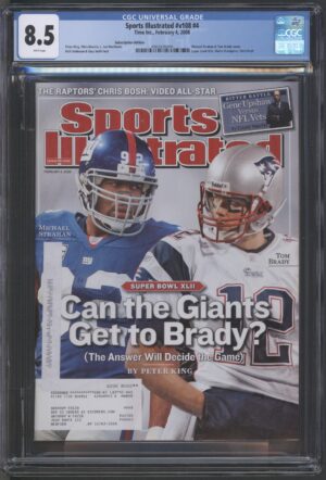 SPORTS ILLUSTRATED #V108 #4 - CGC 8.5 VF+ - BRADY AND STRAHAN COVER – SUPERBOWL XLII