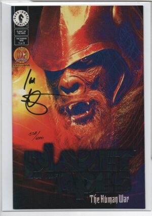 PLANET OF THE APES: THE HUMAN WAR #1 – SIGNED BY IAN EDGINTON - DYNAMIC FORCES RAINBOW FOIL VARIANT – WITH NUMBERED COA