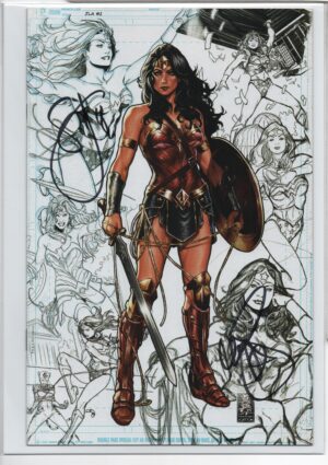 JUSTICE LEAGUE #1 – BROOKS RED ARMOR – VIRGIN CONCEPT SKETCH – CSA EXC – SIGNED 2X – LTD TO 250