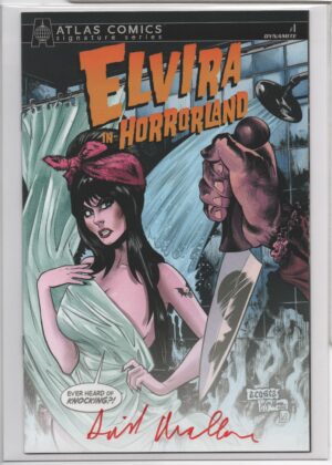 ELVIRA IN HORRORLAND #1 – SIGNED DAVIS AVALLONE – ATLAS SIGNATURE SERIES – W/COA – ELVIRA AT THE BATES MOTEL