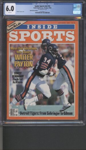 1984 INSIDE SPORTS #V6 #10 – CGC 6.0 F – WALTER PAYTON COVER – CHICAGO BEARS