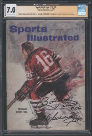 1960 SPORTS ILLUSTRATED #V13 #20 – CGC 7.0 F/VF – SIGNED BOBBY HULL – ICONIC CHICAGO BLACKHAWK