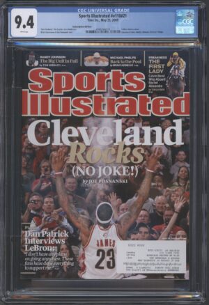 SPORTS ILLUSTRATED #V110 #21 - CGC 9.4 NM – LEBRON JAMES COVER – CLEVELAND CAVS – RANDY JOHNSON – MICHAEL PHELPS