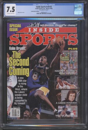 1998 INSIDE SPORTS #V20 #3 – CGC 7.5 VF- RARE GRADED BOOK – KOBE BRYANT – THE SECOND COMING