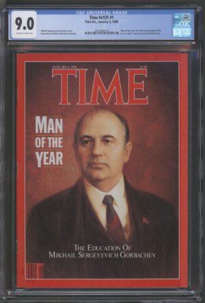 1988 TIME #V131 #1 – CGC 9.0 VF/NM – MIKHAIL GORBACHEV BIOGRAPHY – NEWSSTAND VARIANT