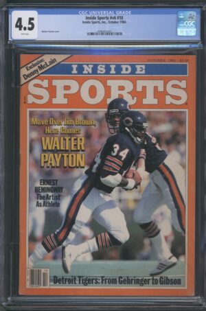 1984 INSIDE SPORTS #V6 #10 – CGC 4.5 VG+ – WALTER PAYTON COVER – CHICAGO BEARS