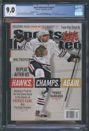 2013 SPORTS ILLUSTRATED #V119 #13 – CGC 9.0 VF/NM – PATRICK CANE COVER – HAWKS CHAMPS AGAIN