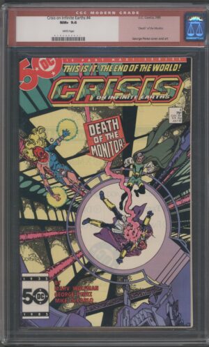 CRISIS ON INFINITE EARTHS #4 - CGC 9.6 NM+ KEY ISSUE – DEATH OF MONITOR – GEORGE PEREZ COVER - 1985