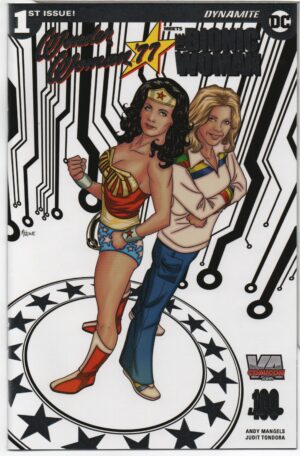 WONDER WOMAN '77 MEETS THE BIONIC WOMAN #1 – VA COMICON – MIKE MCKONE PLATINUM – LTD TO 100 - 2016