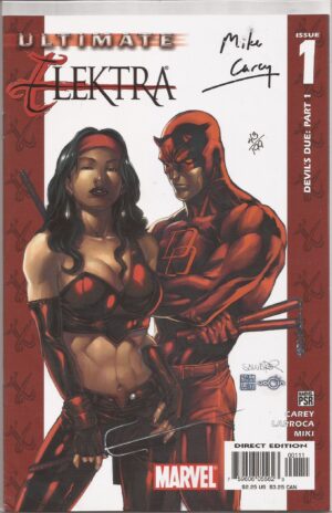 ULTIMATE ELEKTRA #1 – SIGNED MIKE CAREY – NUMBERED COA 043/199 – DEVIL’S DUE - DAREDEVIL - 2004