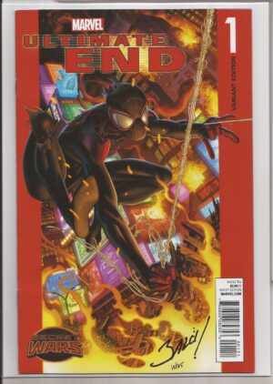 ULTIMATE END #1 – SIGNED MARK BAGLEY BATTLE-DAMAGED SPIDER-MAN VARIANT – NUMBERED COA 10/25 - 2015
