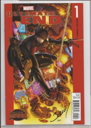 ULTIMATE END #1 – SIGNED MARK BAGLEY BATTLE-DAMAGED SPIDER-MAN VARIANT – NUMBERED COA 09/25 - 2015