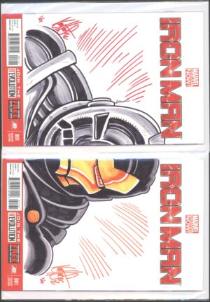 IRON MAN #1 -  SIGNED AND REMARKED BY KEN HAESER – CONNECTING SET – NUMBERED COA 07/25 - 2013