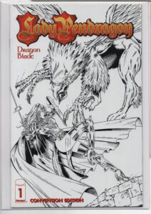 LADY PENDRAGON #1 – CONVENTION SKETCH COVER – NUMBERED COA - 0966/2000 - LIMITED - 1999