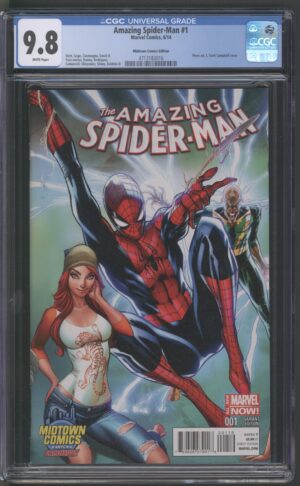 AMAZING SPIDER-MAN #1 – CGC 9.8 NM/M - MIDTOWN COMICS EXCLUSIVE – J. SCOTT CAMPBELL VARIANT – 1ST APPEARANCES