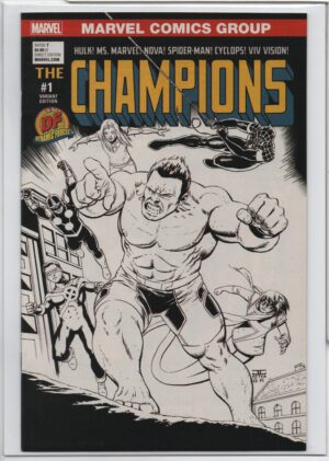 CHAMPIONS #1 – JOHN CASSADAY – W/DF COA – ’77 HOMAGE VARIANT - B&W VARIANT - 2016