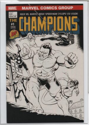 CHAMPIONS #1 – JOHN CASSADAY – W/DF COA – ’77 HOMAGE VARIANT - B&W VARIANT - 2016