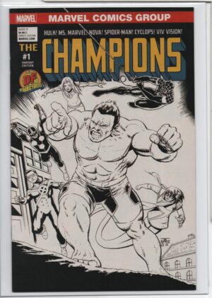 CHAMPIONS #1 – JOHN CASSADAY – W/DF COA – ’77 HOMAGE VARIANT - B&W VARIANT - 2016