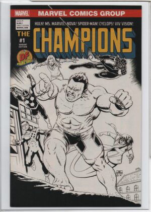 CHAMPIONS #1 – JOHN CASSADAY – W/DF COA – ’77 HOMAGE VARIANT - B&W VARIANT - 2016