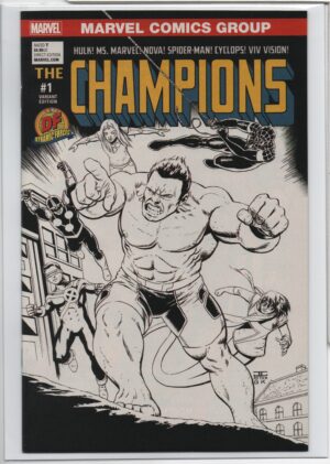 CHAMPIONS #1 – JOHN CASSADAY – W/DF COA – ’77 HOMAGE VARIANT - B&W VARIANT - 2016