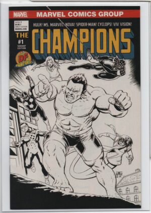 CHAMPIONS #1 – JOHN CASSADAY – W/DF COA – ’77 HOMAGE VARIANT - B&W VARIANT - 2016