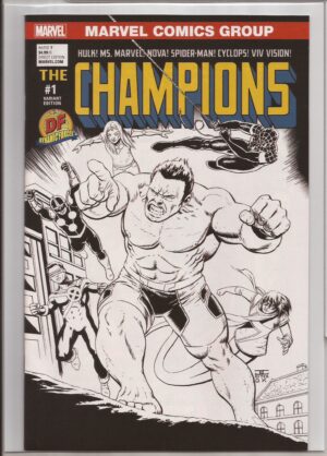 CHAMPIONS #1 – JOHN CASSADAY – W/DF COA – ’77 HOMAGE VARIANT - B&W VARIANT - 2016