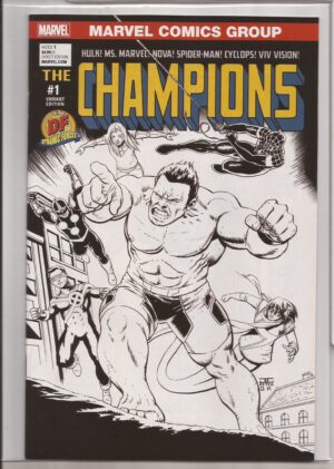 CHAMPIONS #1 – JOHN CASSADAY – W/DF COA – ’77 HOMAGE VARIANT - B&W VARIANT - 2016