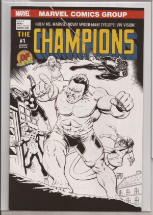 CHAMPIONS #1 – JOHN CASSADAY – W/DF COA – ’77 HOMAGE VARIANT - B&W VARIANT - 2016