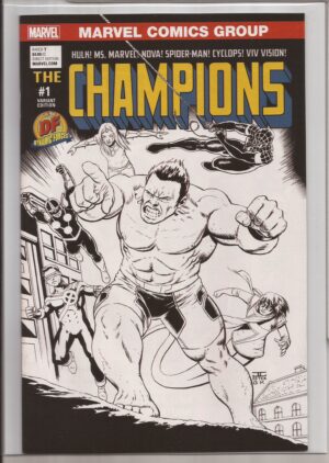 CHAMPIONS #1 – JOHN CASSADAY – W/DF COA – ’77 HOMAGE VARIANT - B&W VARIANT - 2016