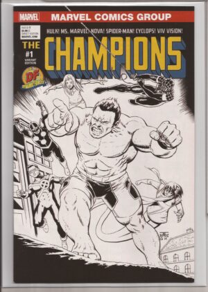 CHAMPIONS #1 – JOHN CASSADAY – W/DF COA – ’77 HOMAGE VARIANT - B&W VARIANT - 2016