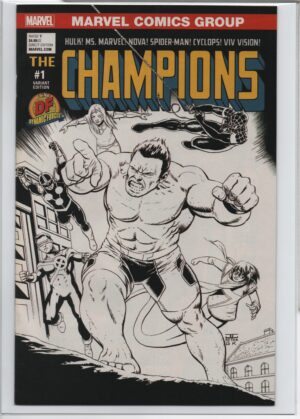 CHAMPIONS #1 – JOHN CASSADAY – W/DF COA – ’77 HOMAGE VARIANT - B&W VARIANT - 2016