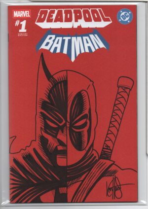 MARVEL/DC: DEADPOOL/BATMAN #1 – RED BLANK COVER – SIGNED AND REMARKED KEN HAESER - W/COA - 2025