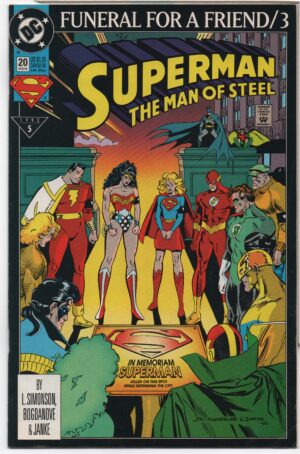 SUPERMAN: THE MAN OF STEEL #20 – FUNERAL FOR A FRIEND – JON BOGDANOVE COVER - 1993