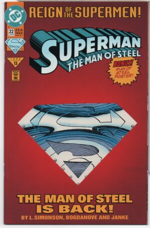 SUPERMAN: THE MAN OF STEEL #22 – DIE CUT COLLECTORS EDITION - 1ST APPEARANCES - 1993