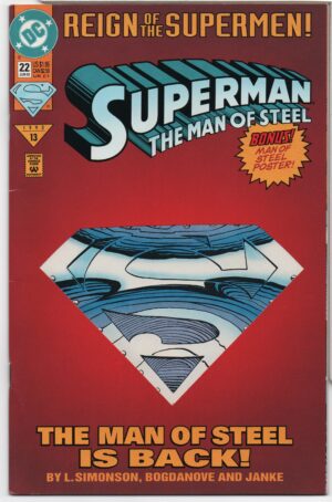 SUPERMAN: THE MAN OF STEEL #22 – DIE CUT COLLECTORS EDITION - 1ST APPEARANCES - 1993