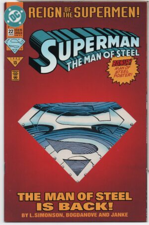 SUPERMAN: THE MAN OF STEEL #22 – DIE CUT COLLECTORS EDITION - 1ST APPEARANCES - 1993