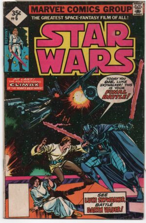 STAR WARS #6 – WHITMAN 2ND PRINT – ROY THOMAS - RICK HOBERG 35 CENT COVER - 1977