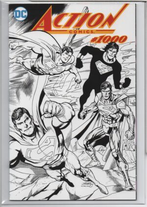 ACTION COMICS #1000 – June 2018 – Dan Jurgens – Black & White Wraparound Cover – With Dynamic Forces COA – LIMITED TO 1938 COPIES