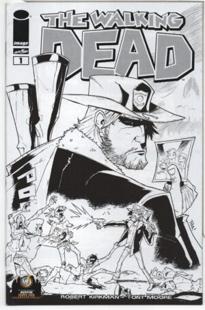 WALKING DEAD #1 – KEY ISSUE – WIZARD WORLD AUSTIN COMIC CON B&W EXCLUSIVE - 2015