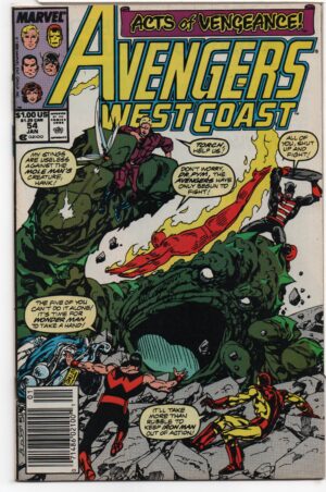 AVENGERS WEST COAST #54 – JOHN BYRNE CREATION – FF HOMAGE COVER – CROSSOVER ISSUE - 1990
