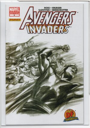 AVENGERS / INVADERS #9 – DF EXCLUSIVE – ALEX ROSS WRAPAROUND SKETCH VARIANT – W/COA - 2009