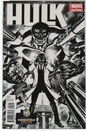 HULK #1 – WIZARD WORLD MINNEAPOLIS B&W VARIANT – MARK WAID – MIKE GRELL COVER - 2014