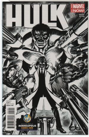 HULK #1 – WIZARD WORLD MINNEAPOLIS B&W VARIANT – MARK WAID – MIKE GRELL COVER - 2014