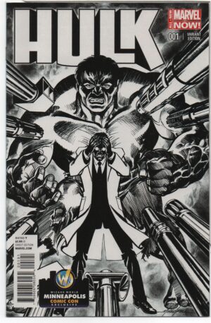 HULK #1 – WIZARD WORLD MINNEAPOLIS B&W VARIANT – MARK WAID – MIKE GRELL COVER - 2014