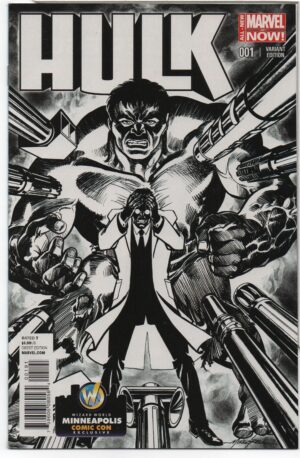 HULK #1 – WIZARD WORLD MINNEAPOLIS B&W VARIANT – MARK WAID – MIKE GRELL COVER - 2014