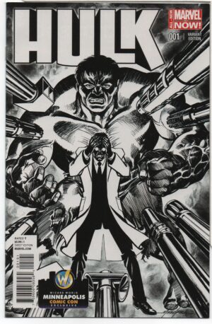 HULK #1 – WIZARD WORLD MINNEAPOLIS B&W VARIANT – MARK WAID – MIKE GRELL COVER - 2014