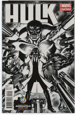 HULK #1 – WIZARD WORLD MINNEAPOLIS B&W VARIANT – MARK WAID – MIKE GRELL COVER - 2014